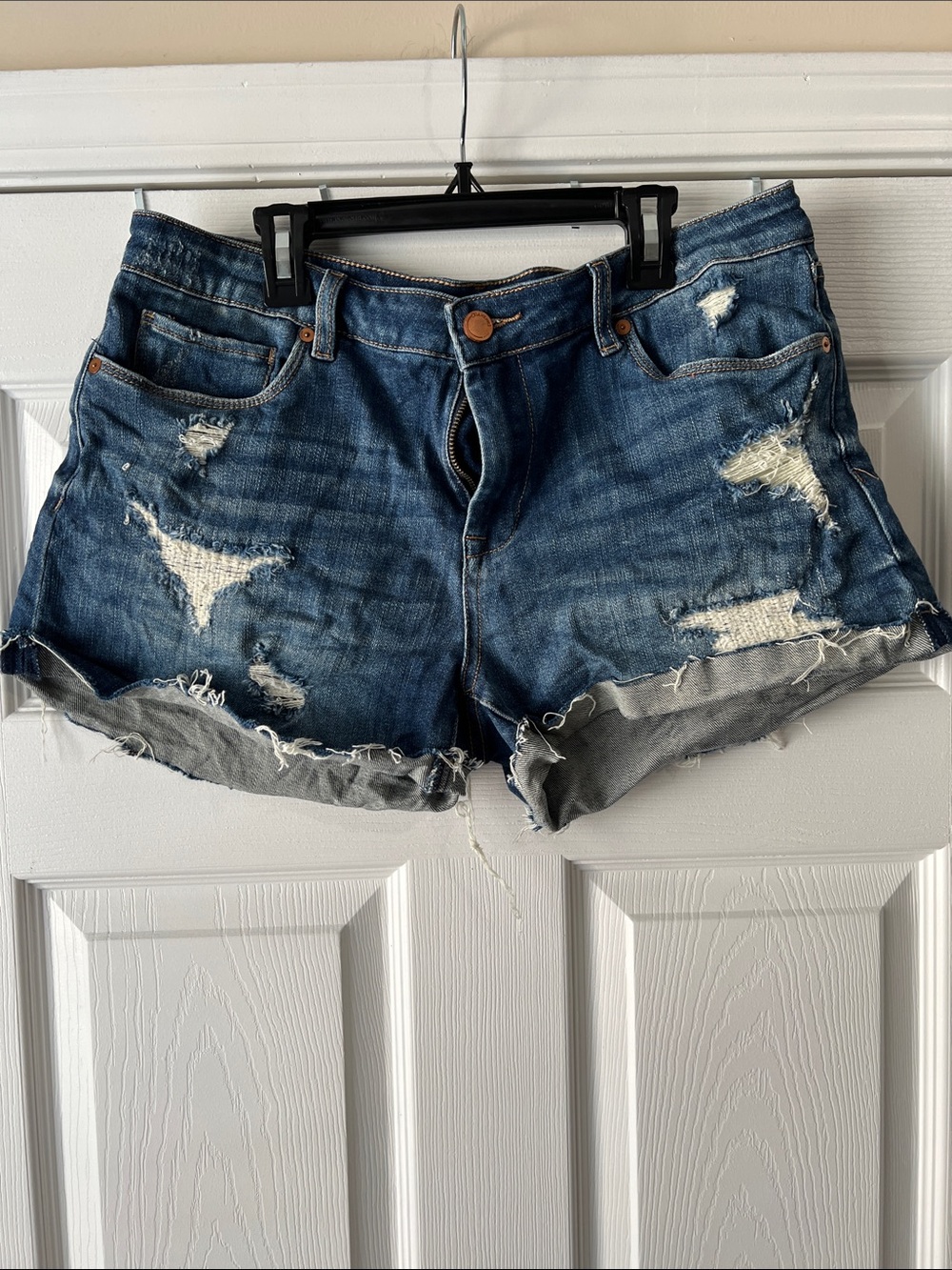 Blank NYC Raw Hem Distressed Denim Shorts - Blue